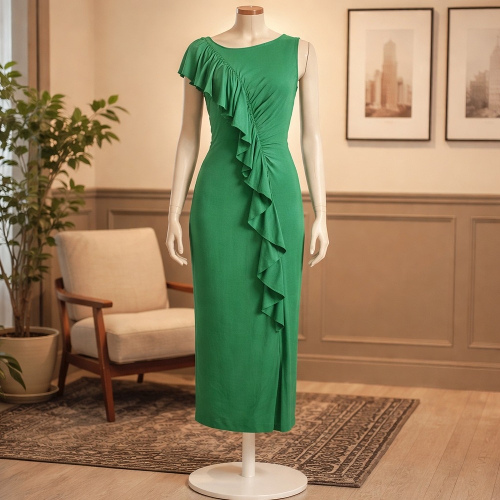 Chic One-Shoulder Green Dress